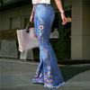 European And American Style High Elastic Embroidered Big Horn Tight Fitting Slim Casual Daily Jeans For Women