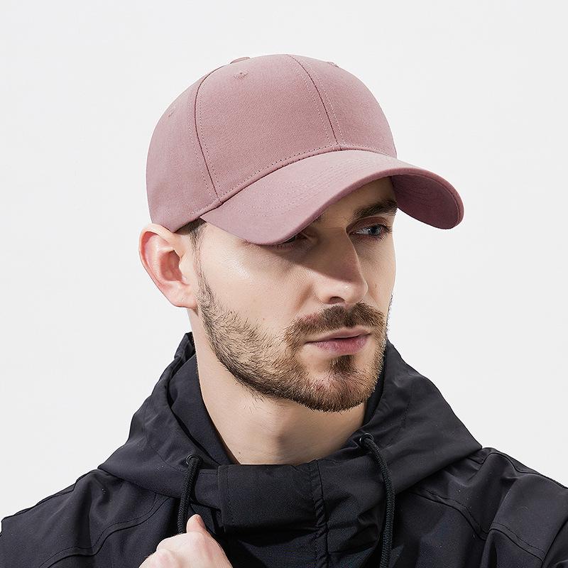 Unisex Plain Cotton Baseball Cap - European & American Style, Curved Hard Brim, Sun Protection