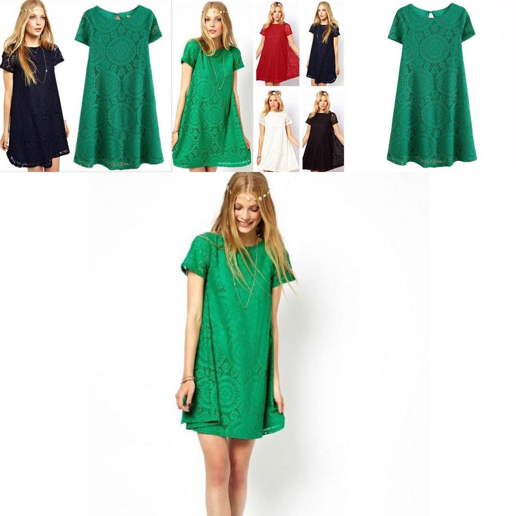 Elegante Abito in Pizzo Stile Europeo Abito Corto Svasato Vita Alta