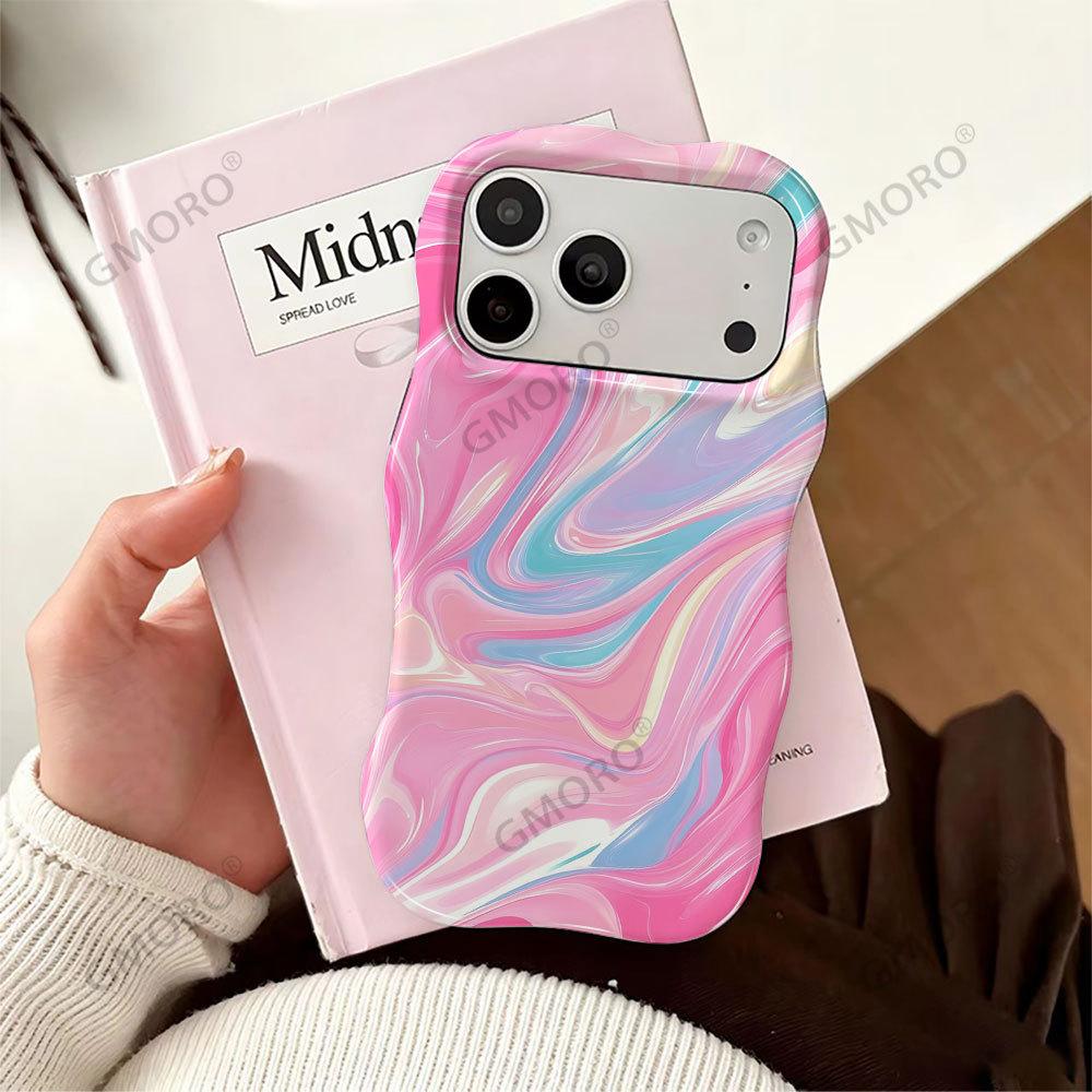Etsy Explosive Apple 17 Mobile Phone Case Abstract Texture Film Two-in-one Protective Case 14pro Oil Painting Wind Hard Case