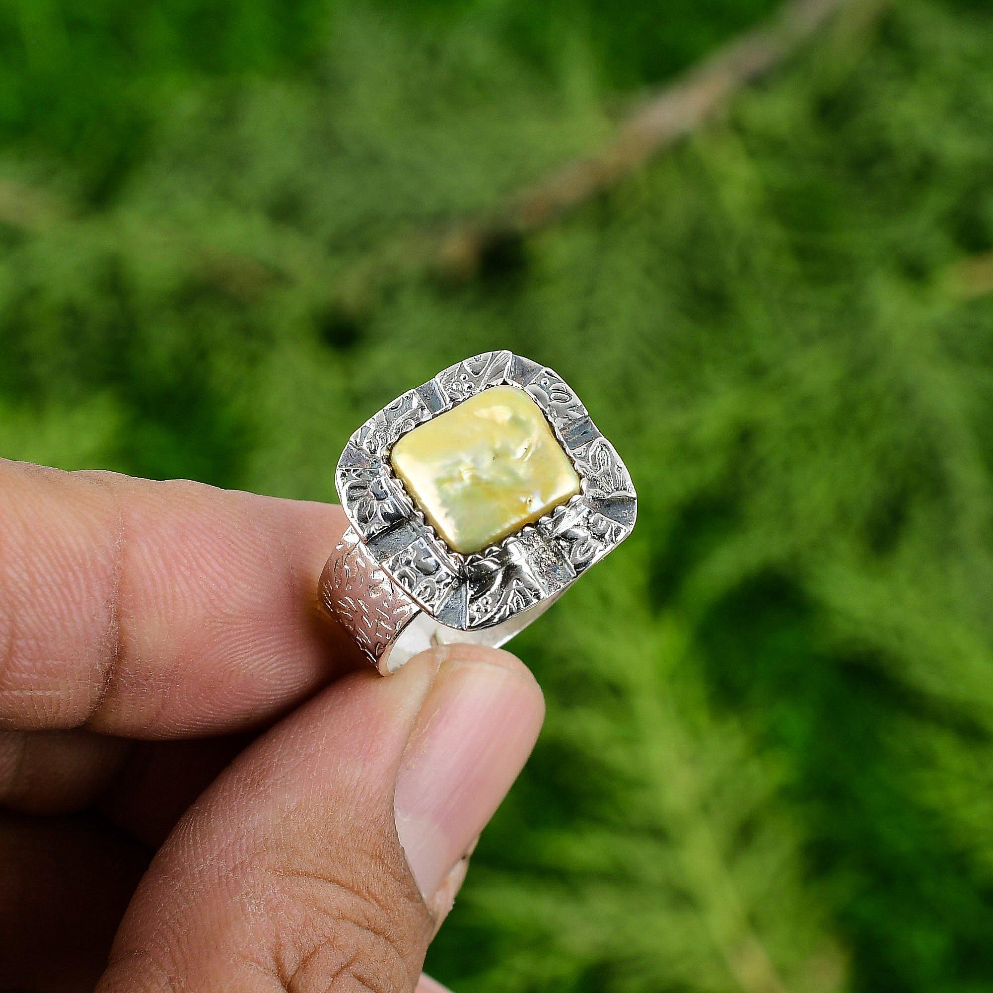 

Womens day Deal 925 Silver Natural Biwa Pearl Stackable Anniversary Ring Jewelry Adjustable