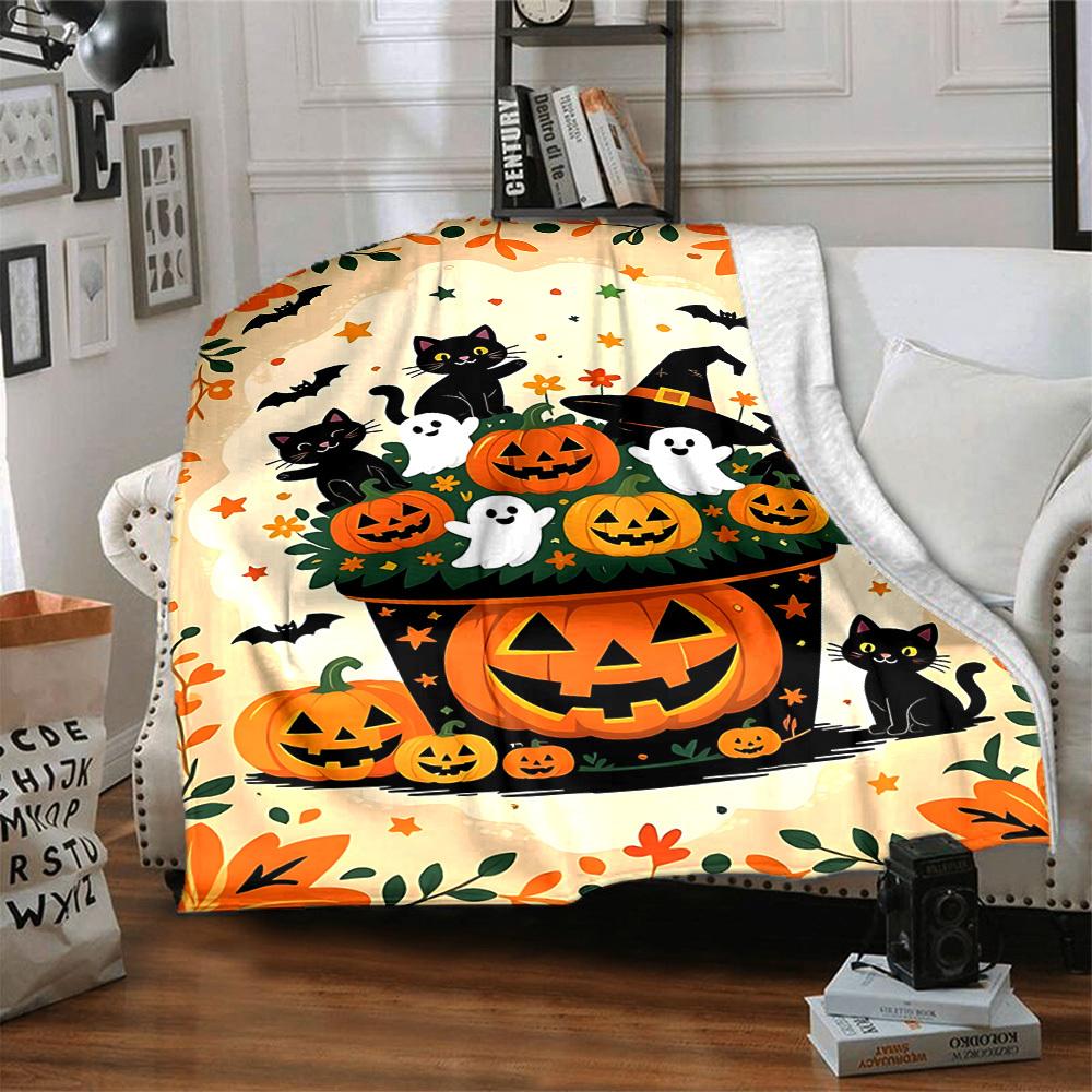 1pc Halloween Decorations Blanket Lightweight Flannel Blanket Throw Blanket For Sofa, Bed, Travel, Camping, Livingroom, Office, Couch, Chair, And Bed