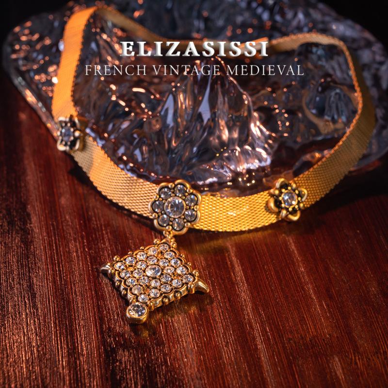 

Средневековый французский стиль, уникальное простое ожерелье в стиле ретро, ​​цепочка-цепочка, универсальный особый дизайн, легкий роскошный темперамент