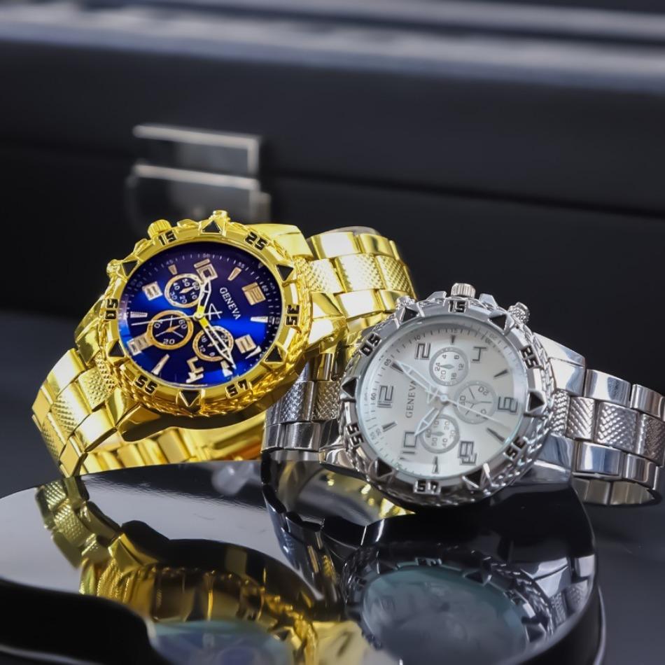 2pcs/Set Men's Fashion Luxury Watch Round Analog Mens Watch Casual Quartz Wrist Watch for Men Birthday Daily Holiday Gifts