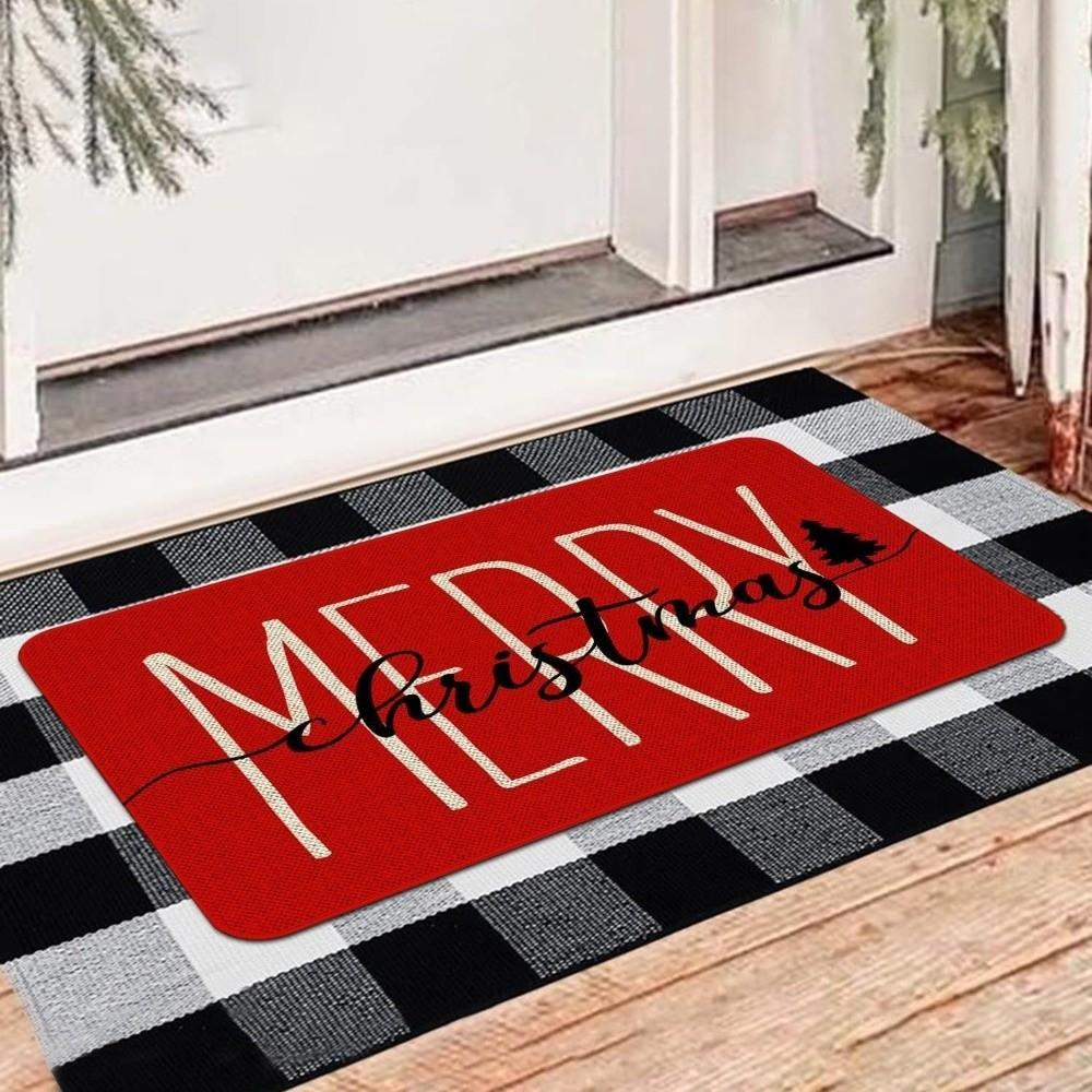 2D Flat Printed Christmas Floor Mat Non-Slip 3D Illusion Rug Round Vortex Carpet Outdoor