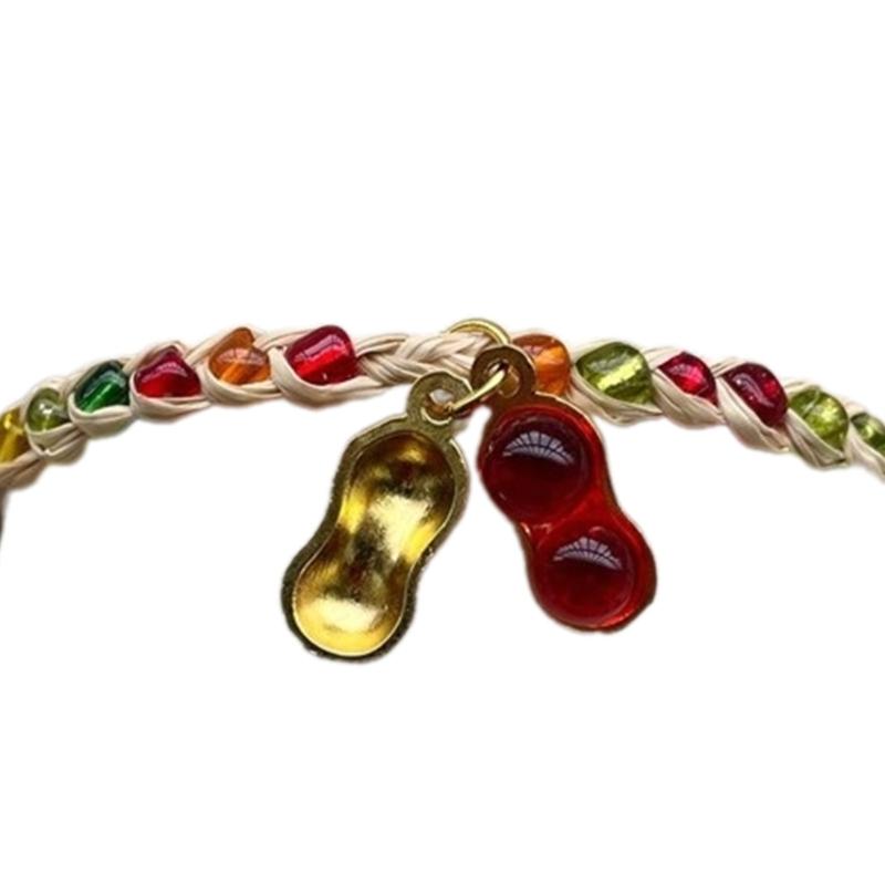 Stylish Woven Hand String Bracelets Fashion Forward Bracelet with Delicate Gourd Pendant Dainty Hand Rope Accessory красный