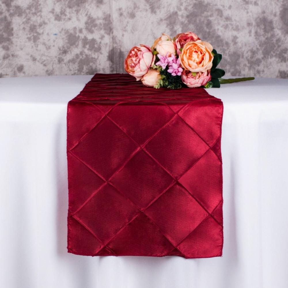 Minimalist Checkered Table Runner Elegant Soft Decorative Tablecloth Washable Polyester Taffeta Table Runner Formal Dining
