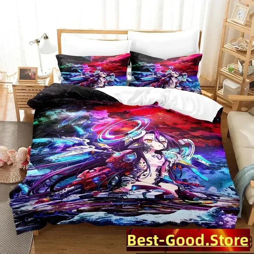 

Comforter 3D No Game No Life Anime Bedding Set Printed Bed Set With Bed Soft Single Double Queen Super King Size Comforter (quilt)-EU Single(135*200cm)3pcs