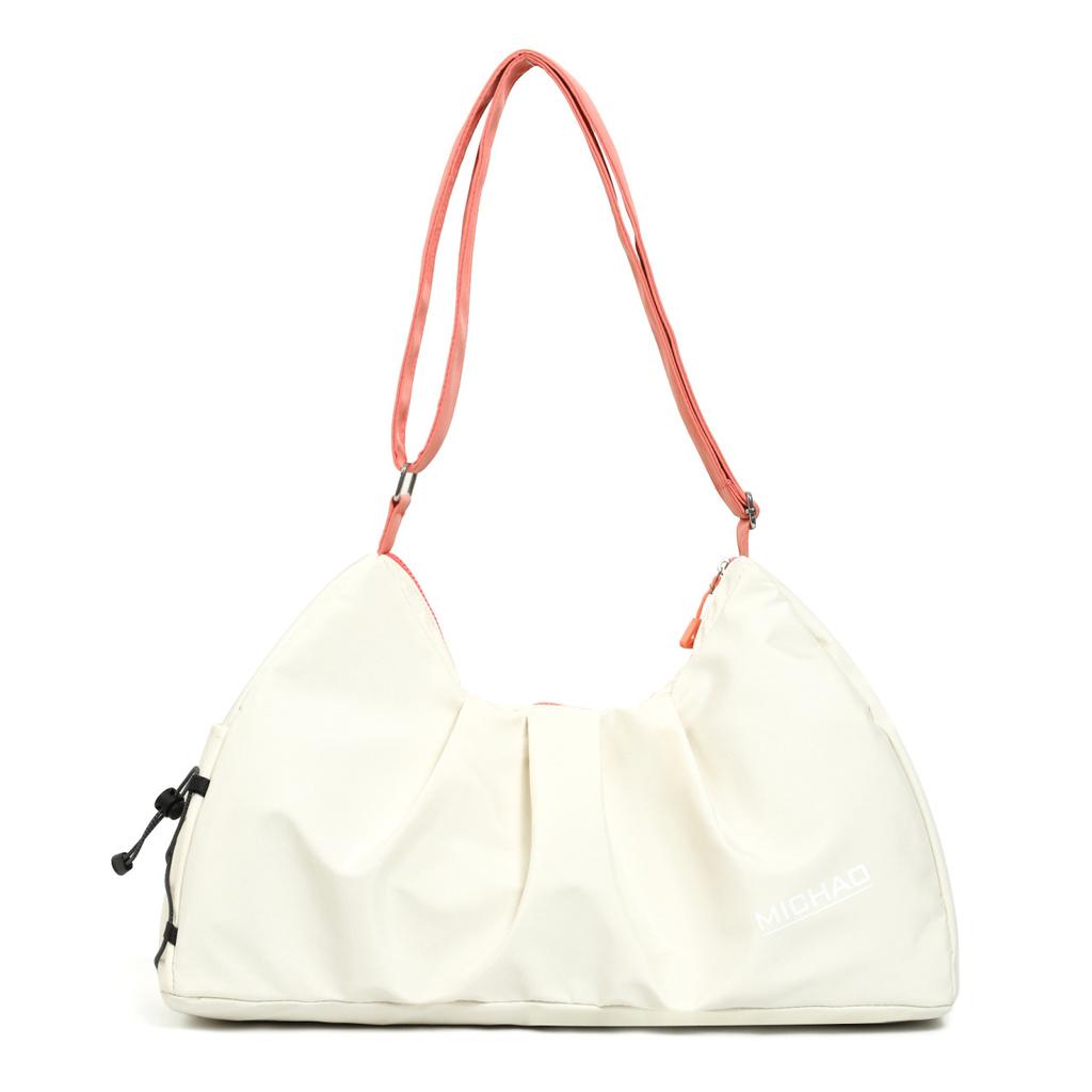 Stylish solid color shoulder fitness bag dry and wet separation portable yoga bag independent shoe compartment can store pocket travel bag