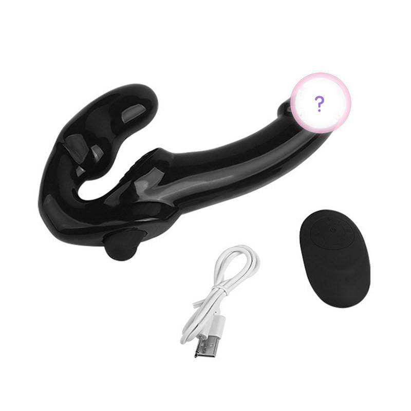 Černé dvouhlavé dildo Silný vibrační masážní přístroj na dálkové ovládání pro páry Šukání lesbičkami Dvojitá penetrace Bezdrátový vibrátor Anální vibrátor na zadek