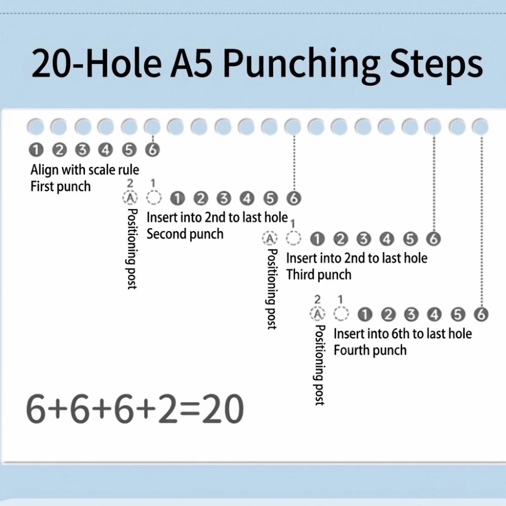 6-Hole Binder Hole Puncher Transparent Round Hole Paper Punching Machine Portable Manual Punching Loose Leaf Hole Puncher