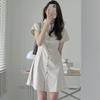 Korean Chic Summer Lapel Dress - Slim, Short-Sleeved, Single-Breasted Style