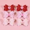 6pcs Glitter Heart Hair Bows for Girls Valentine's Day Letter Bows Heart Hair Clips Barrettes for Kids Party Hair Accessories