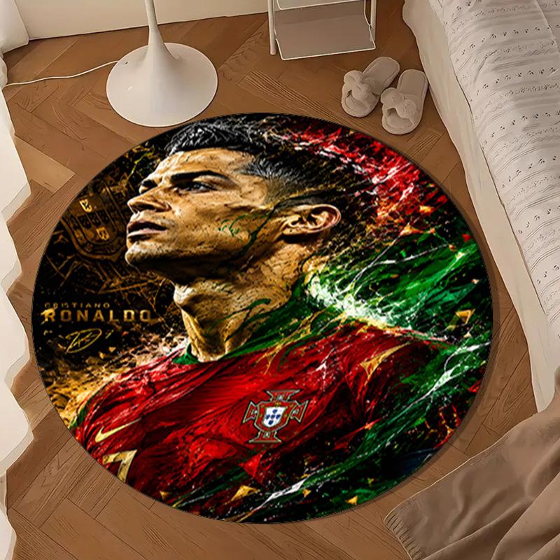 Cristiano Ronaldo Round mat, Anti-slip Circle Carpet Chair rug For livingroom,Bedroom, doormat home decor Gift Christmas Gifts
