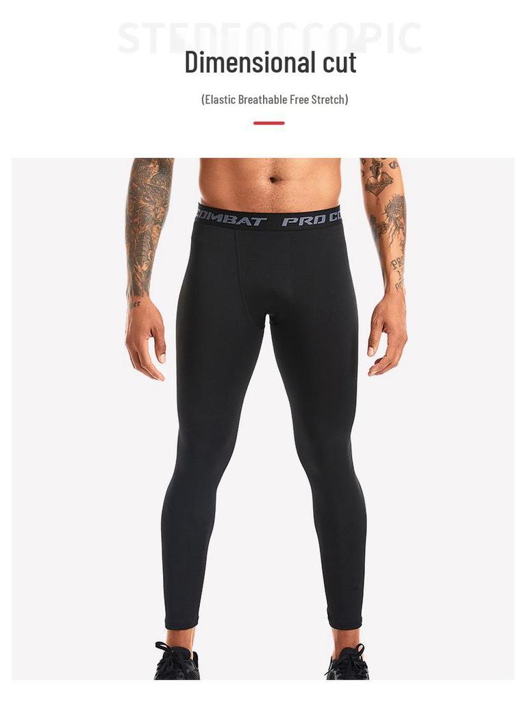 Men's Compression Sports Pants - Sweat-Wicking, High Elasticity, Breathable, Tight-Fitting for Basketball & Running.