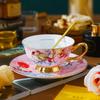 Vintage Style Bone China Tea Cup and Saucer Set English Elegant Cappuccino Espresso Latte Cup Mug with Gold Trim