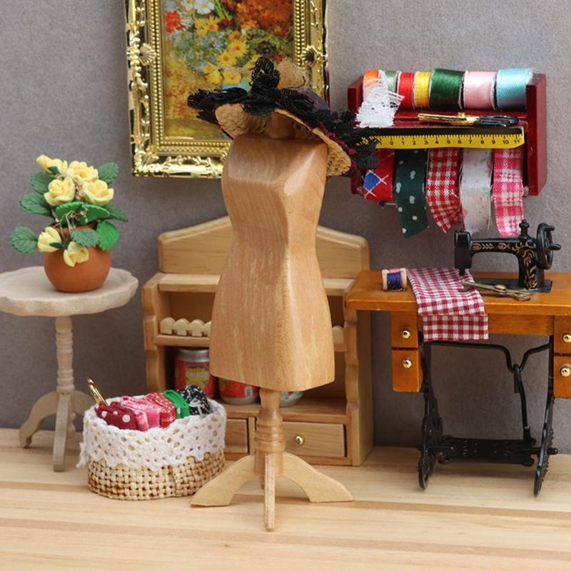 DIY Miniature Wooden Mannequin Sewing Studio Craft For Dollhouses Enthusiasts And Model Builders