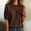 Maglione da Donna a Maniche Corte con Scollo e Lavorazione a Intreccio Maglia Colorata per Uso Casual