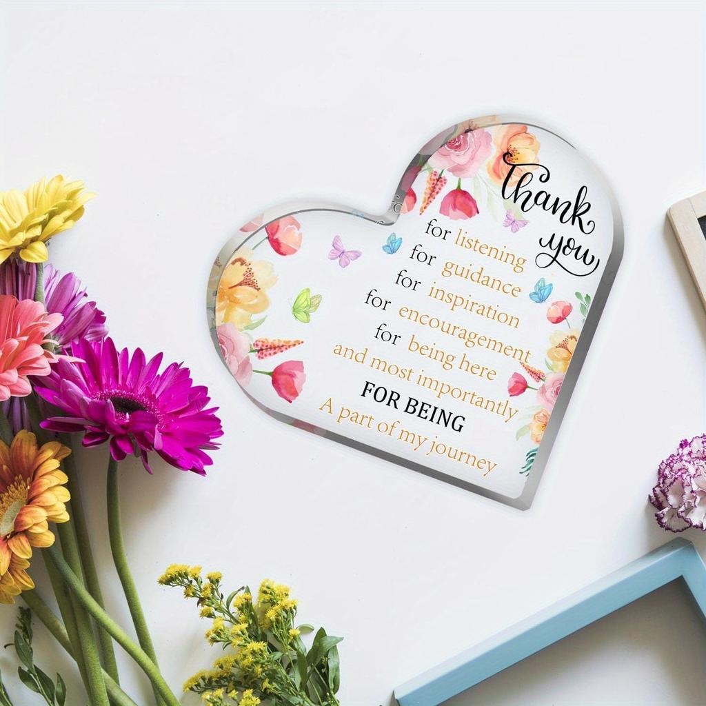 Heart-shaped Acrylic Plaque, Thank You Gift for Teachers, Nurses, Ladies Birthday Gift, Gift for Family, Gift for Friends - Acrylic Desktop Ornament