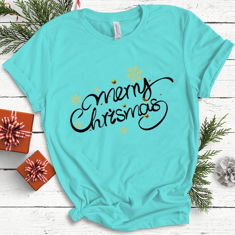 Baumwolle Damen Oberteil Weihnachten Kokette Schleife Bedruckt High Street Trendy Mode Pullover T-Shirts Damen