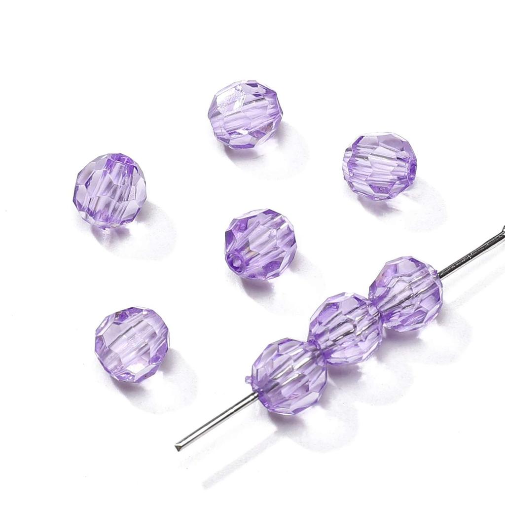 30-200Pcs Faceted Acrylic Beads Colorful Transparent Loose Spacer Beads for Jewelry Making DIY Accessories