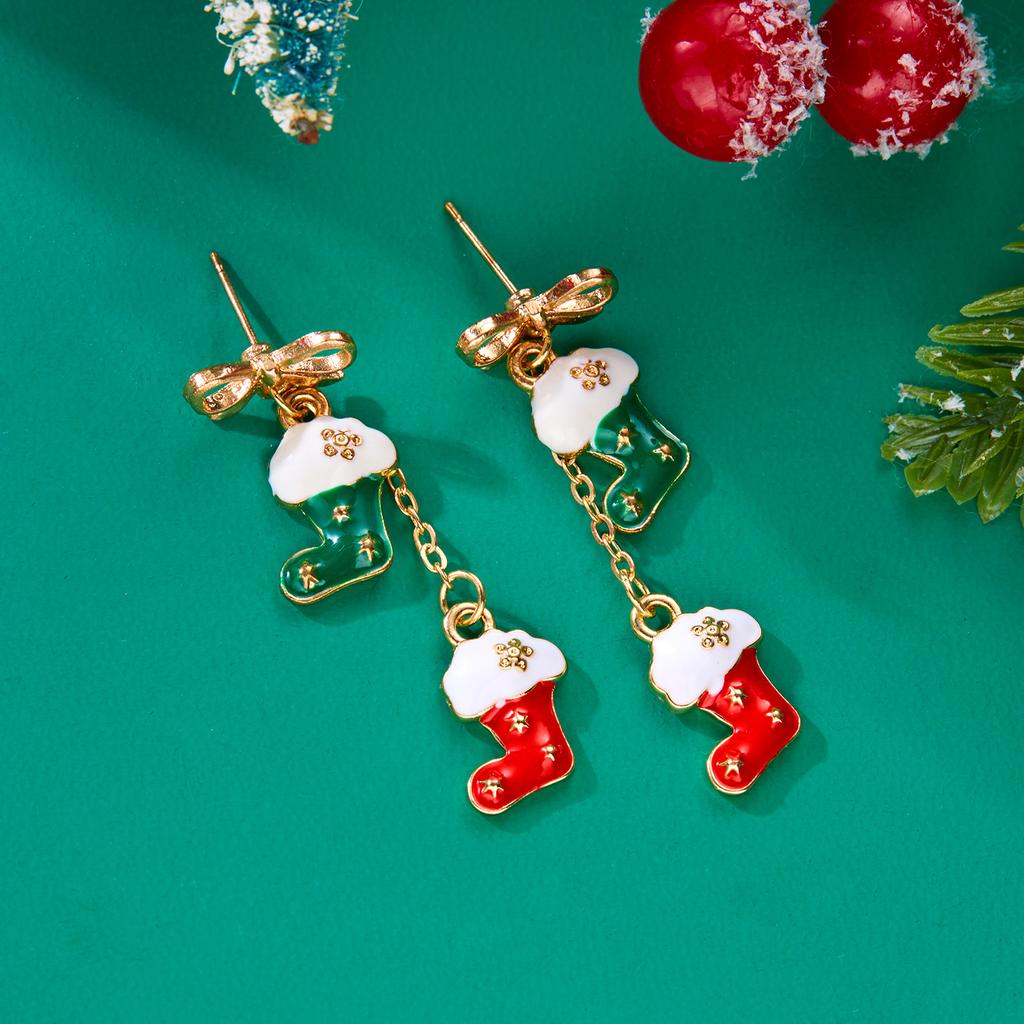 Christmas Asymmetrical Dangle Earrings for Women Santa Snowman Snowflake Tree Holiday Jewelry Gifts