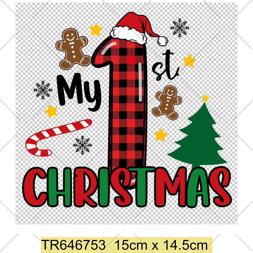 My First Chrismas DIY Clothing Heat Transfer Sticker Kids T-shirt Infant Romper Clothing Patches Heat Transfer Xmas Sticker