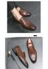 Men's Cross-Border Stylish Slip-On Leather Business Casual Shoes, Fashionable Black Wedding Loafers