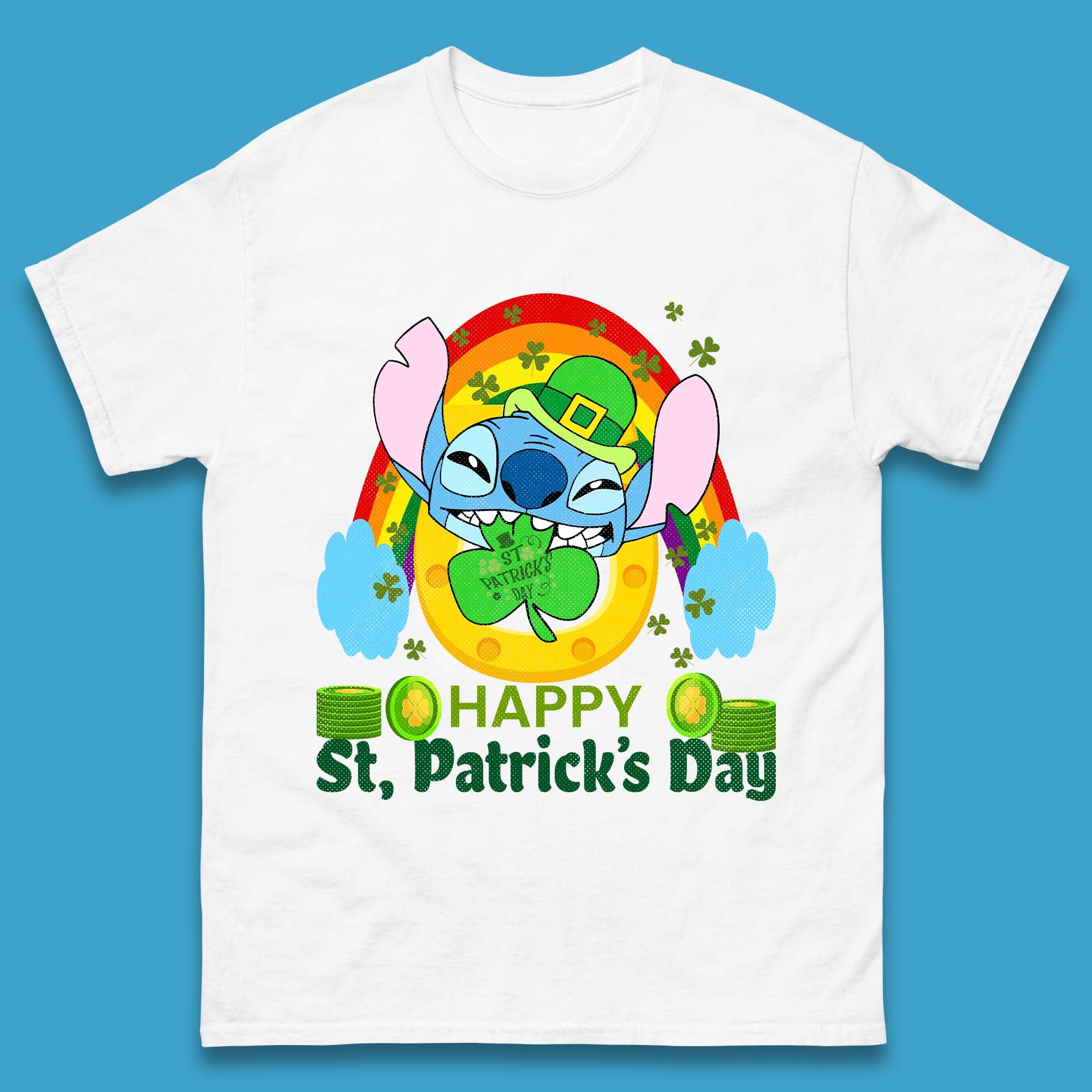 St. Patrick s Day Stitch Mens T-Shirt Womens Tops Tees S