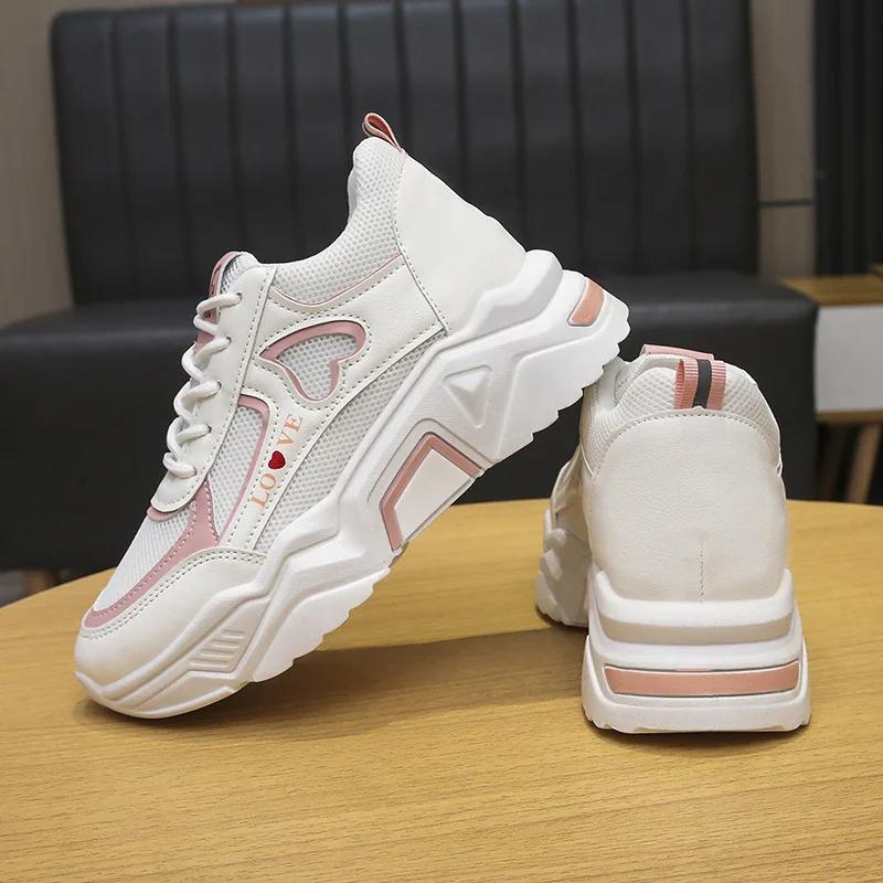 Comemore New Spring Autumn Lace-up Wedge Sneakers Women Breath Thick Bottom Lightweight Sports Shoes Comfortable Leisure Shoes