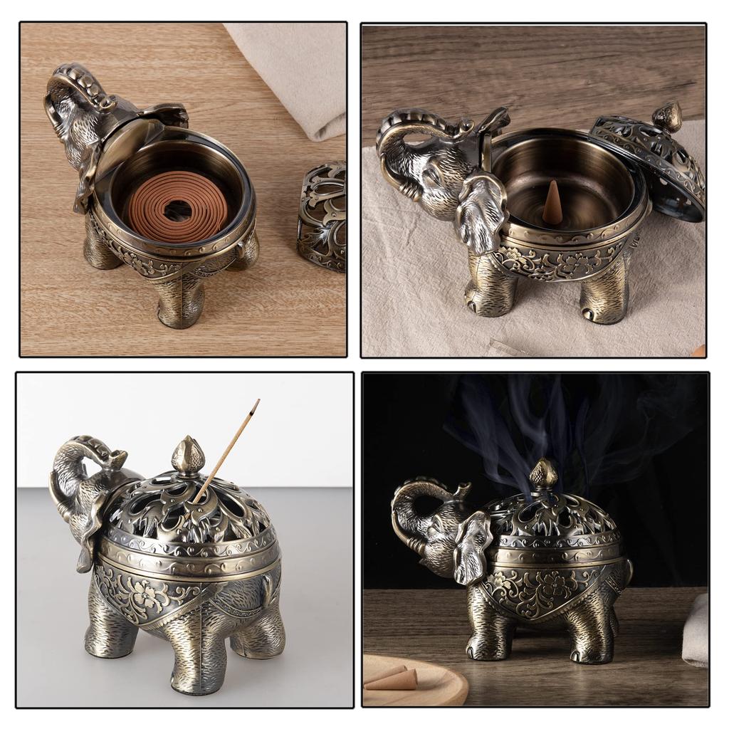 Feyarl Incense Burner, Incense Holder, Incense Holder, Alloy, Interior Ornament, Elephant Shape