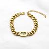 Hip Hop Hipster Titanium Steel Cuban Chain Personalized 18K Gold Double D Necklace Non-Fading Bracelet Jewelry Earrings