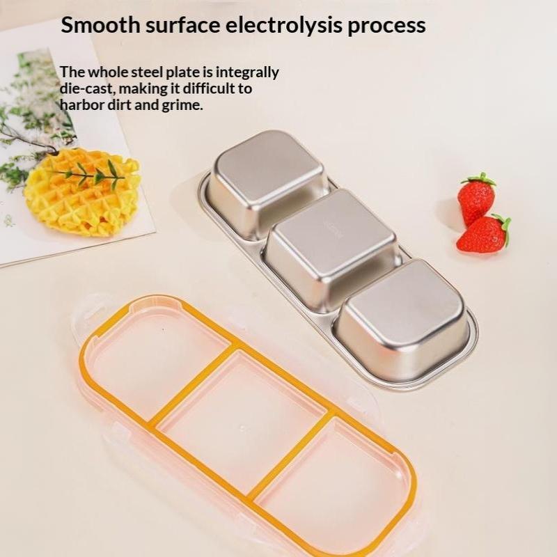 304 Stainless Steel Mini Compartment Lunch Box Easy Clean Portion Control Food Box for Home Outdoor Meal Prep