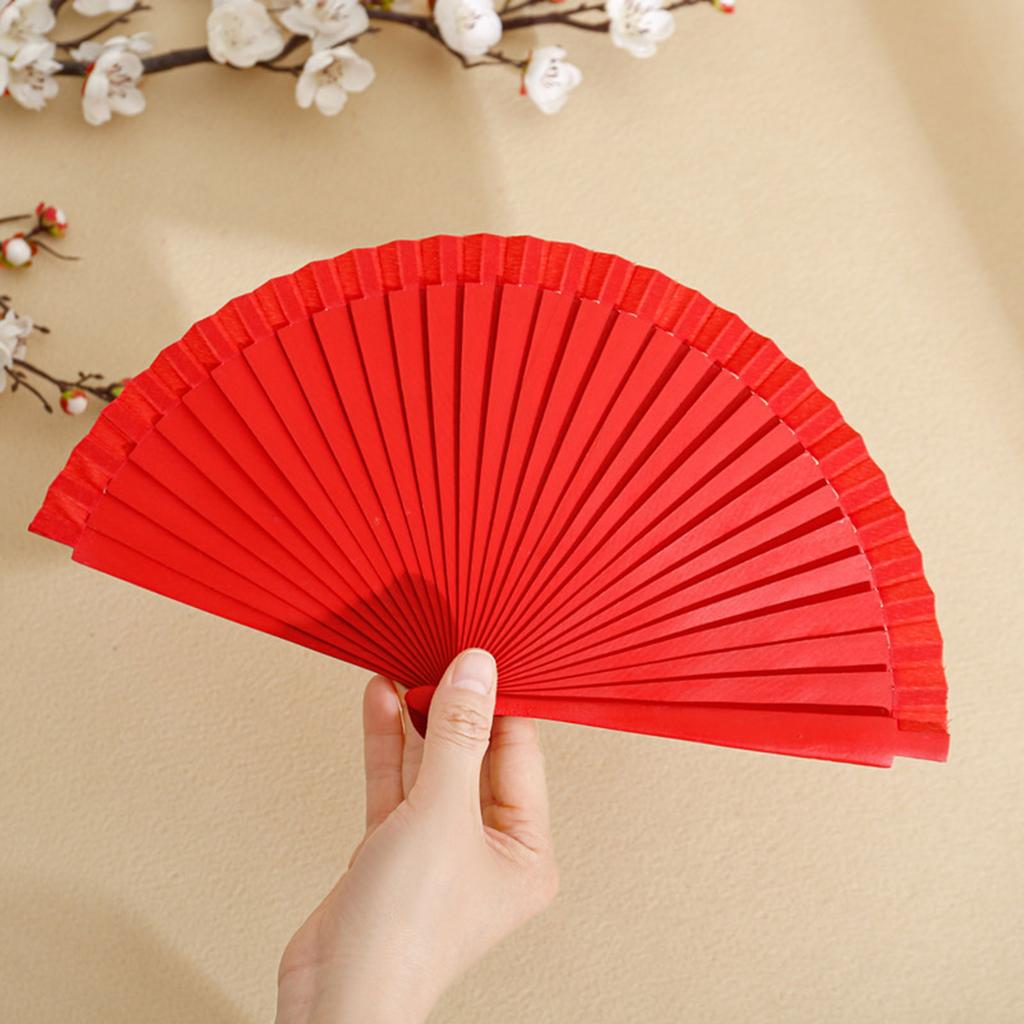Elegant Fan Fashionable Classical Vintage Wooden Hand Fan Spanish Solid Color Folding Fan for Weddings and Dance Parties