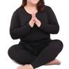 Pants T Shirt Round Neck Plus Size Top Pants Set Long Johns Set Women Underwear Thermal Underwear