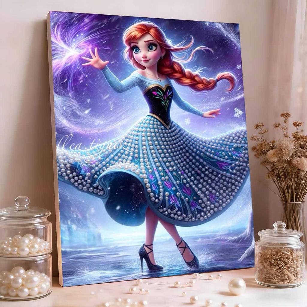 Starry Magic Anna New Pearl-Inlaid Frameless Art | Handmade Pearl Craft, Starry Magic Theme, for Frozen Chic Home Decor & Birthday Gift Option