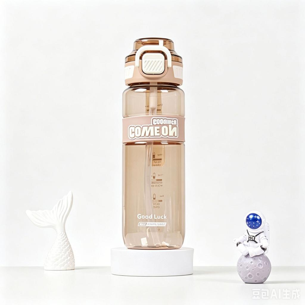 Water bottle plastic sports water cup summer transparent portable cup elastic cover straw cup outdoor riding summer kettle space cup