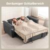 Futon Sleeper Sofa, Adjustable Backrest, 2-Seater with 2 Cushions, Dark Grey