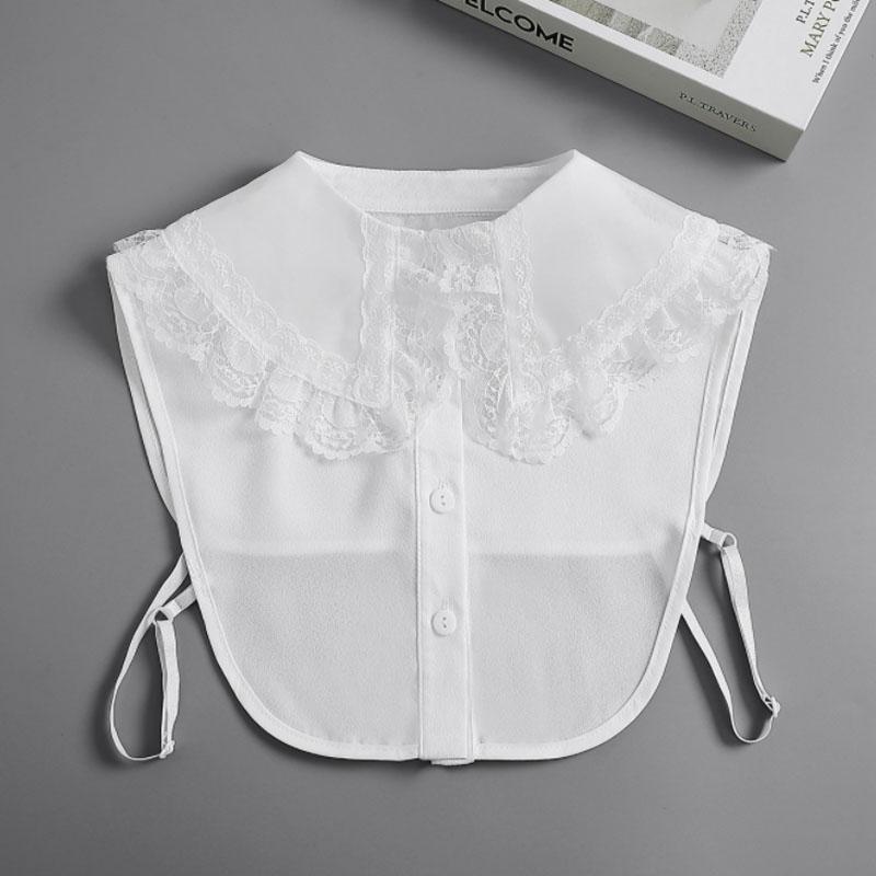 White Lapel Fake Collar Neck Decorative Chiffon Cotton Chocker Women Detachable False Collar Shirt Doll Lace Ladies Half Shirt