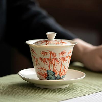 Chinese Ceramic Teacup Personal Master Cup Gaiwan Household Kung Fu Teacups Retro Teaware Justice Cup Tea Set Accessories New