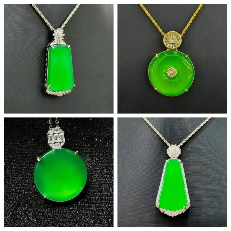 Pendant Inlaid with Buddha's Branches and Jade Leaves, Fashionable and Light Luxury Leaf Necklace