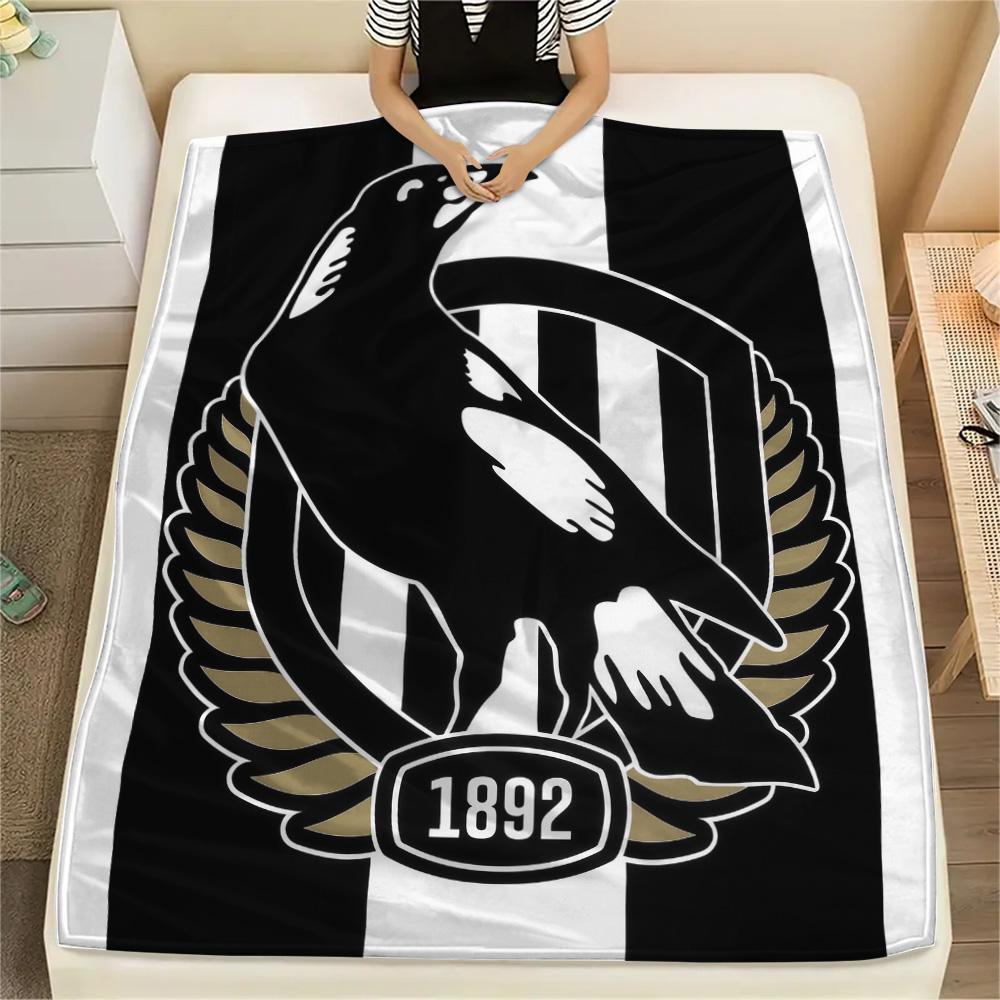 Collingwood Magpies  Print Flannel Blanket, High quality Comfortable for All Seasons, Home Decor, Warmth and Comfort