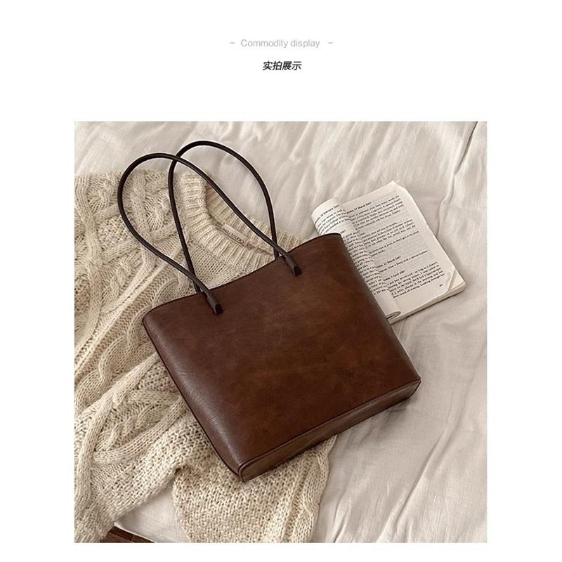 Winter Portable Commuter Bag Female Retro Simple Tote Bag Wild Large-capacity Shoulder Bag