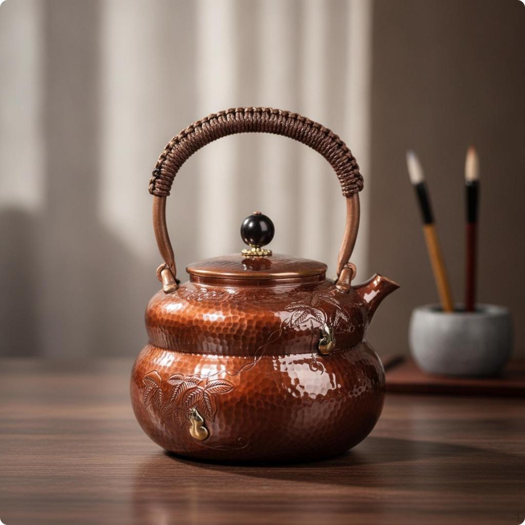 Copper Kettle Embossed Tea Compact for Kitchen, Office