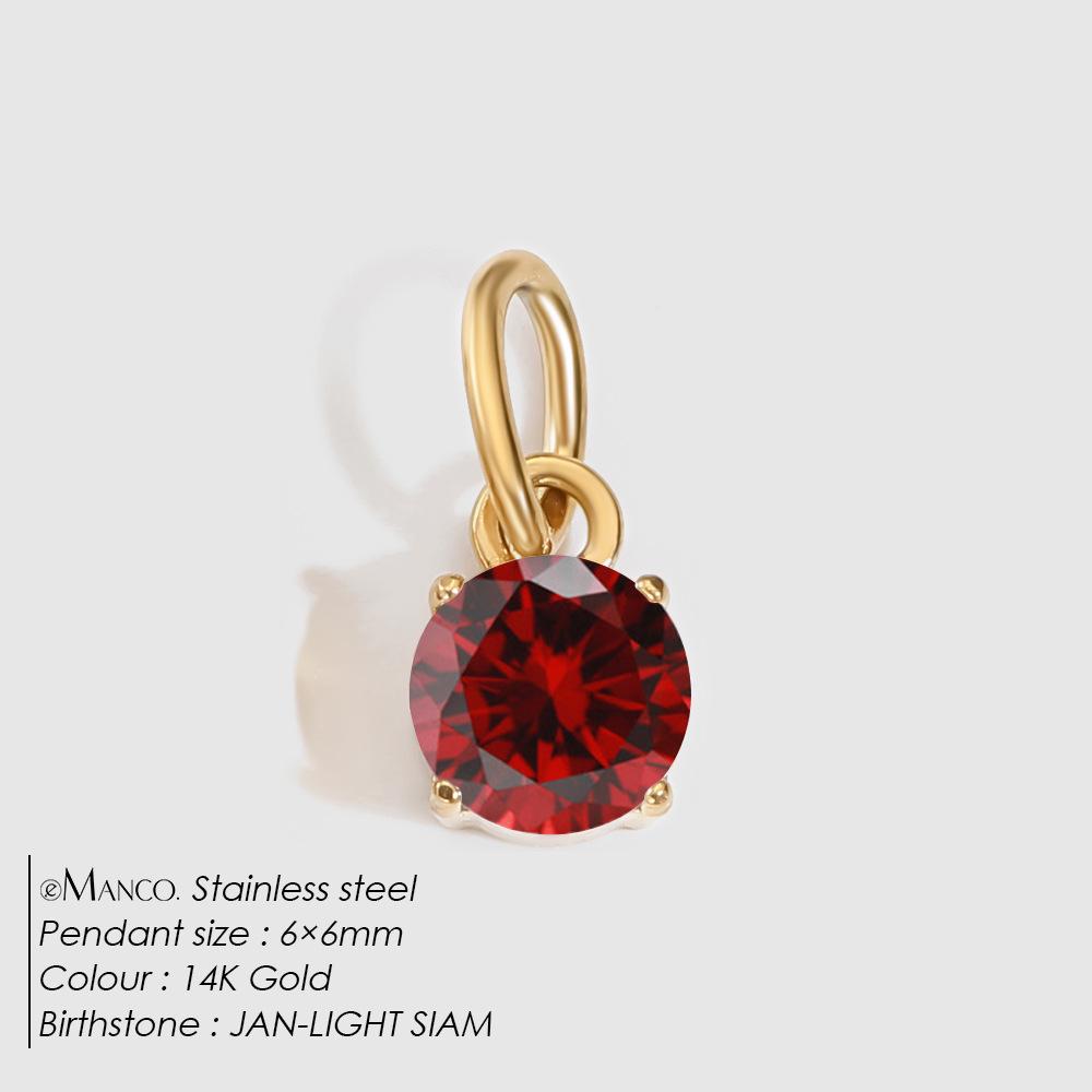 eManco DIY Jewelry Accessories: Stainless Steel Round Cubic Zirconia Pendant Necklace