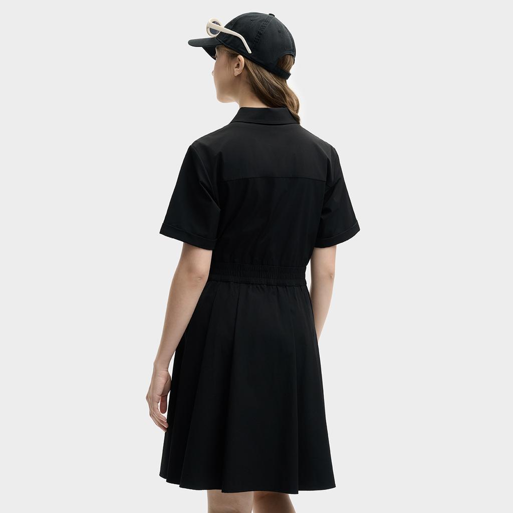 Fila Original Fashionable Comfortable Versatile Casual Short Sleeve Dress Women Dresses Black F11W529301F-BK