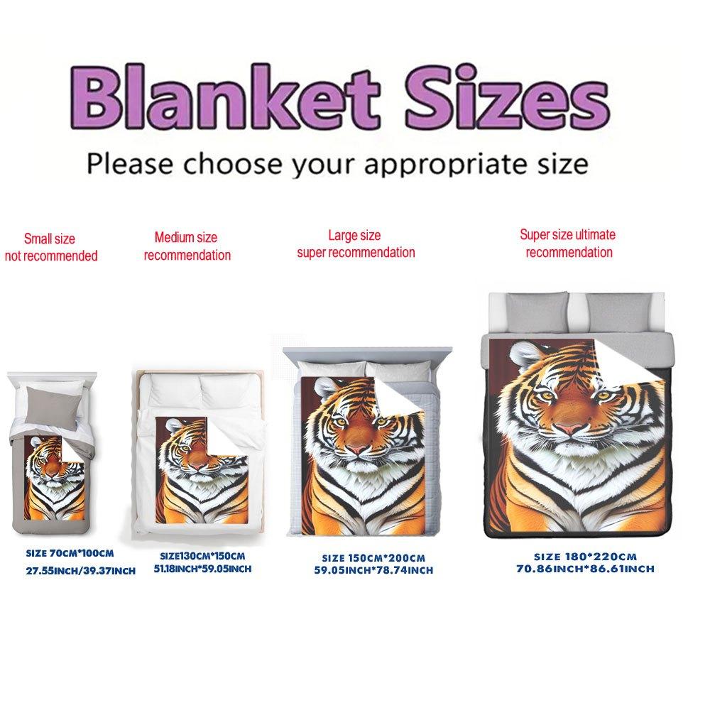 Majestic Tiger Print Flannel Throw Blanket Soft Cozy Fleece for Home Office Sofa All Season Gift 150x200cm