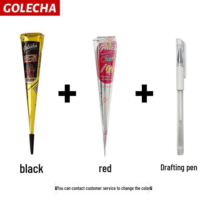 GOLECHA Semi-Permanent Waterproof Henna Tattoo Paste for Freckles and Stencils - Indian Hand-Painted Style