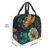 Purple Flower Vintage Pattern Insulated Lunch Bag for Women Kids Portable Food Boxes Thermal Lunch Box Tote