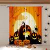 Halloween Horror Atmosphere Decorative Curtains Gothic Style Castle Pumpkin Cartoon Print Curtains Holiday Party Decorative 2PCS